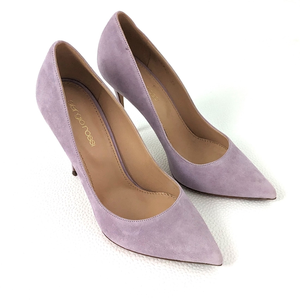 SERGIO ROSSI Godiva Lilac Suede Heels Pumps